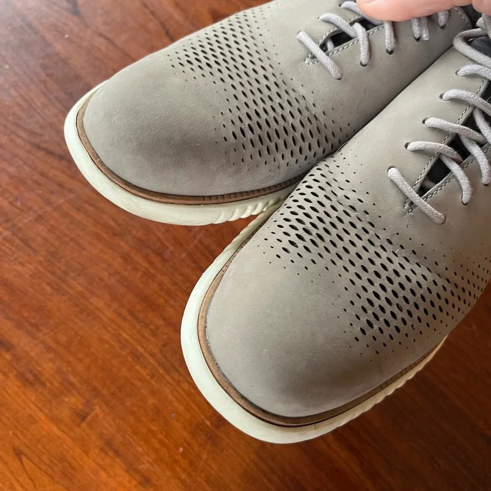 Cole Haan Mens 2.0 Zerogrand Laser Wingtip Oxford Gray Shoes C23814 Size 10M